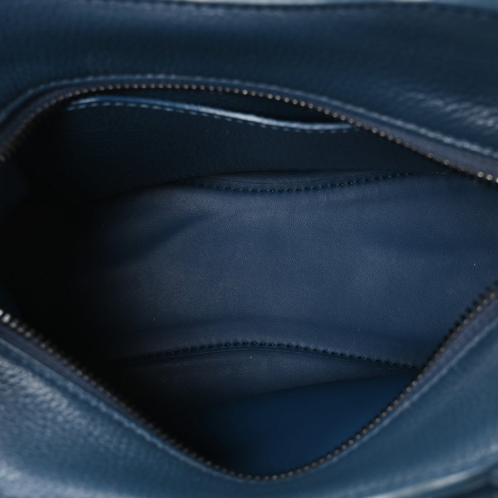 Grained Calfskin Neo Classic Silver Hardware Mini City Petrol Blue
