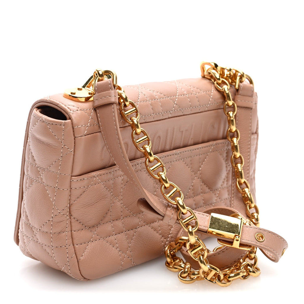Grained Calfskin Cannage Small Caro Bag Rose De Vents