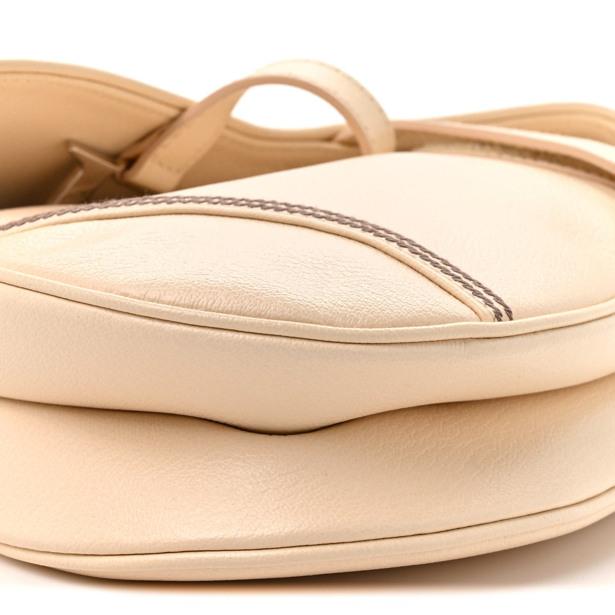 Grained Calfskin Saddle Bag Beige