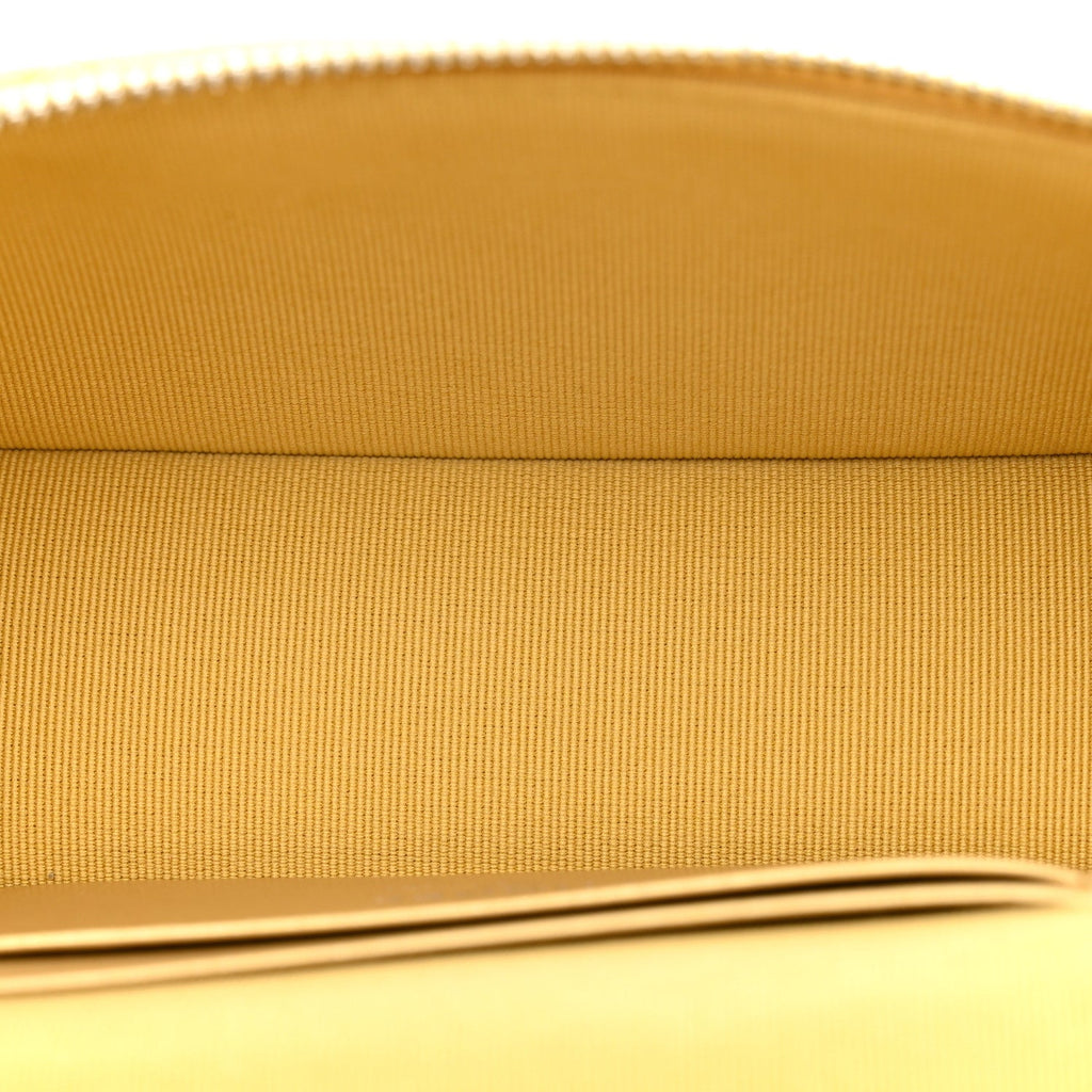 Metallic Caviar Quilted Top Handle Slim Vanity With Chain Gold