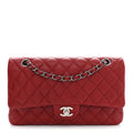 Lambskin Quilted Medium Double Flap Red