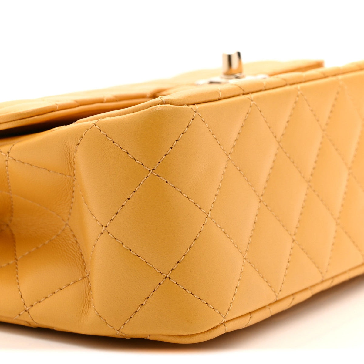 Lambskin Quilted Medium Crystal Top Handle Rectangular Flap Yellow
