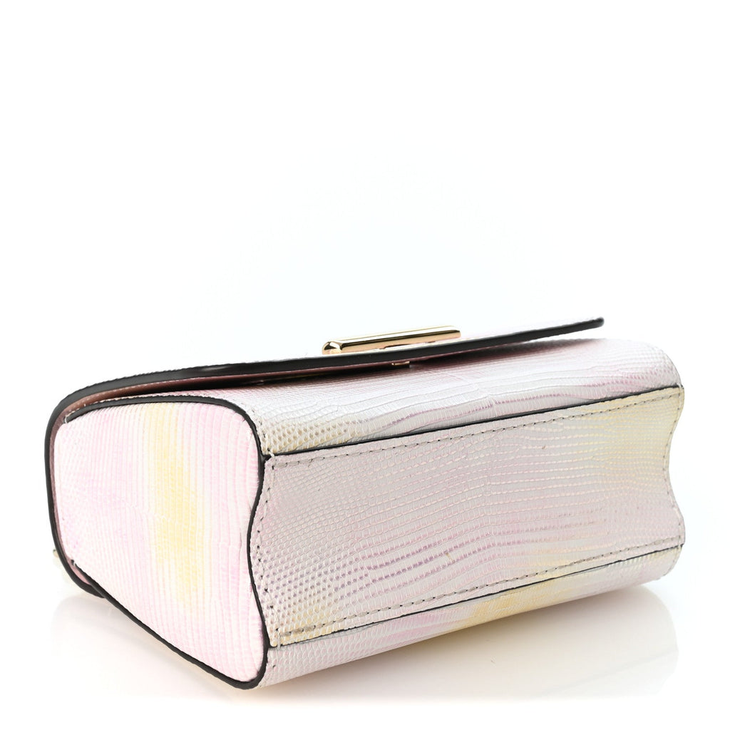 Iridescent Lizard Mini Twist Shoulder Bag Pastel Mirage