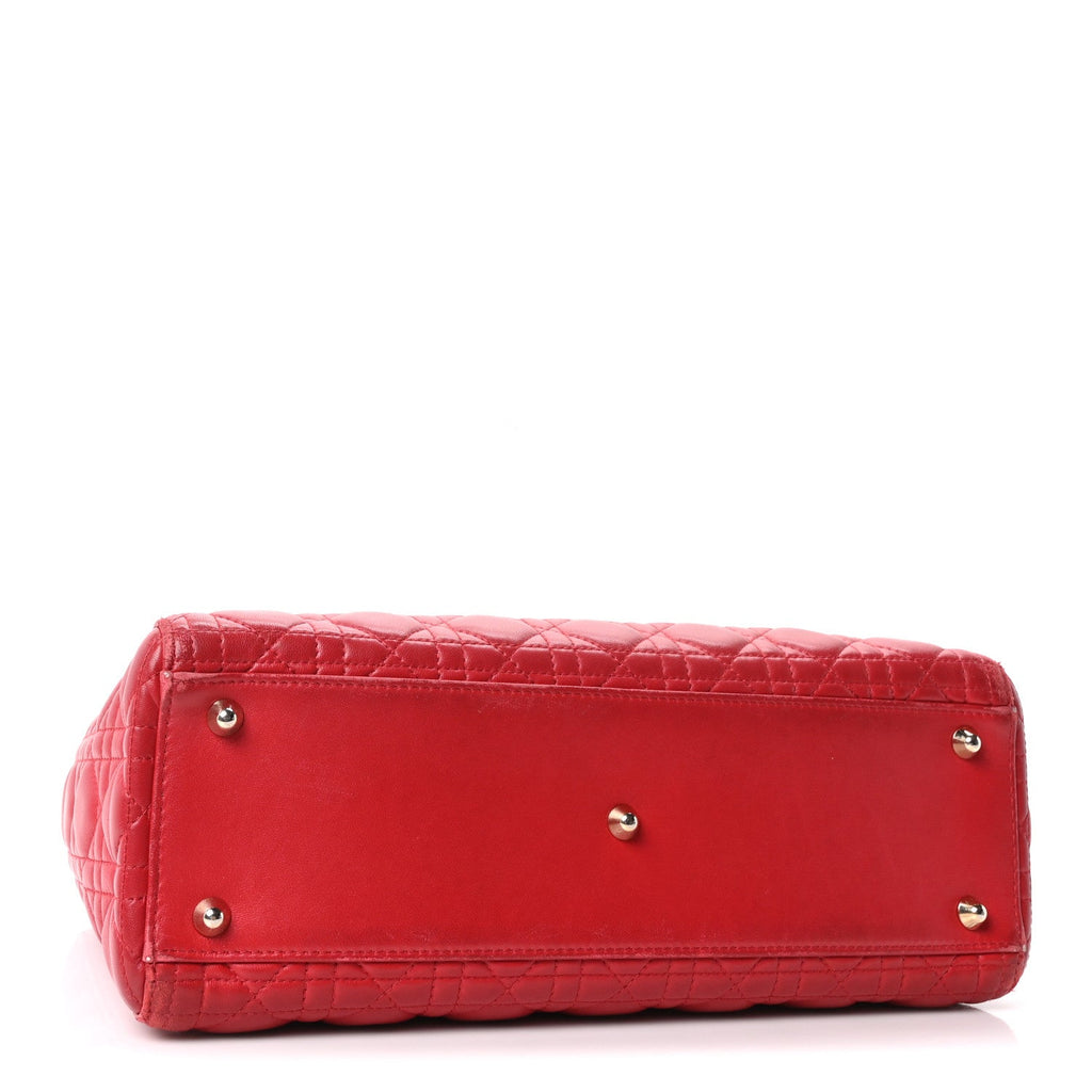 Lambskin Cannage Large Lady Dior Red