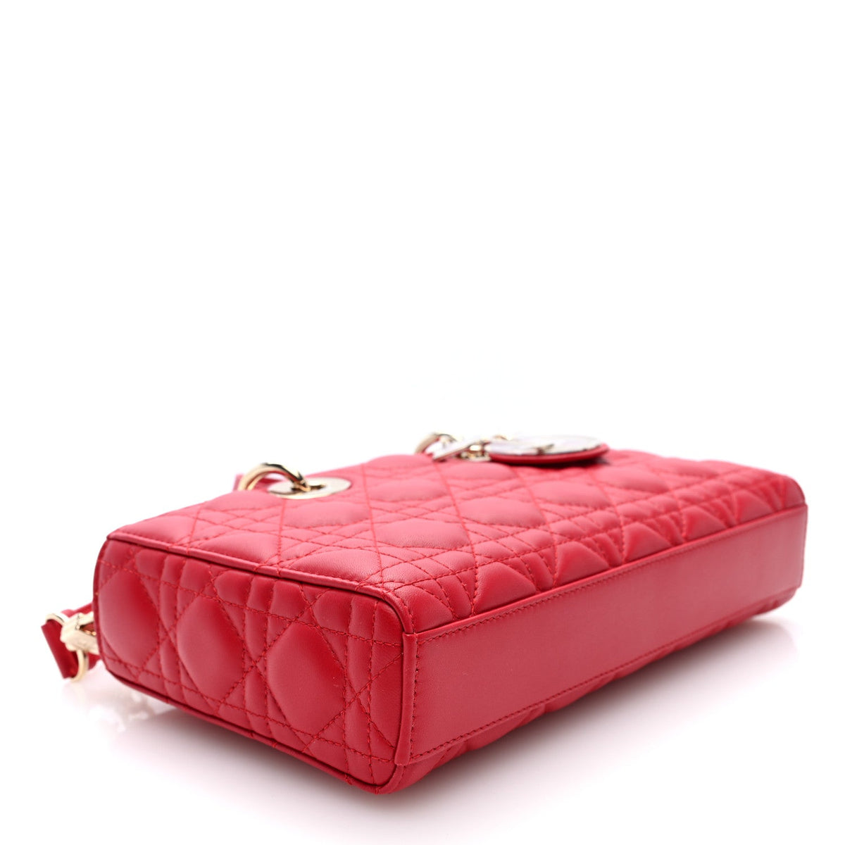 Lambskin Cannage Medium Lady D-Joy Flame Scarlet