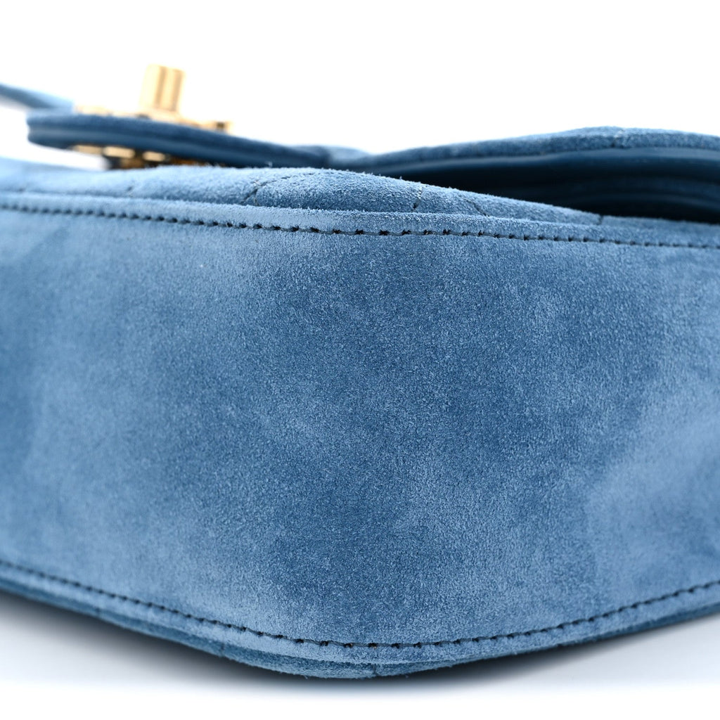 Suede Calfskin Mini Souplissimo Flap Blue