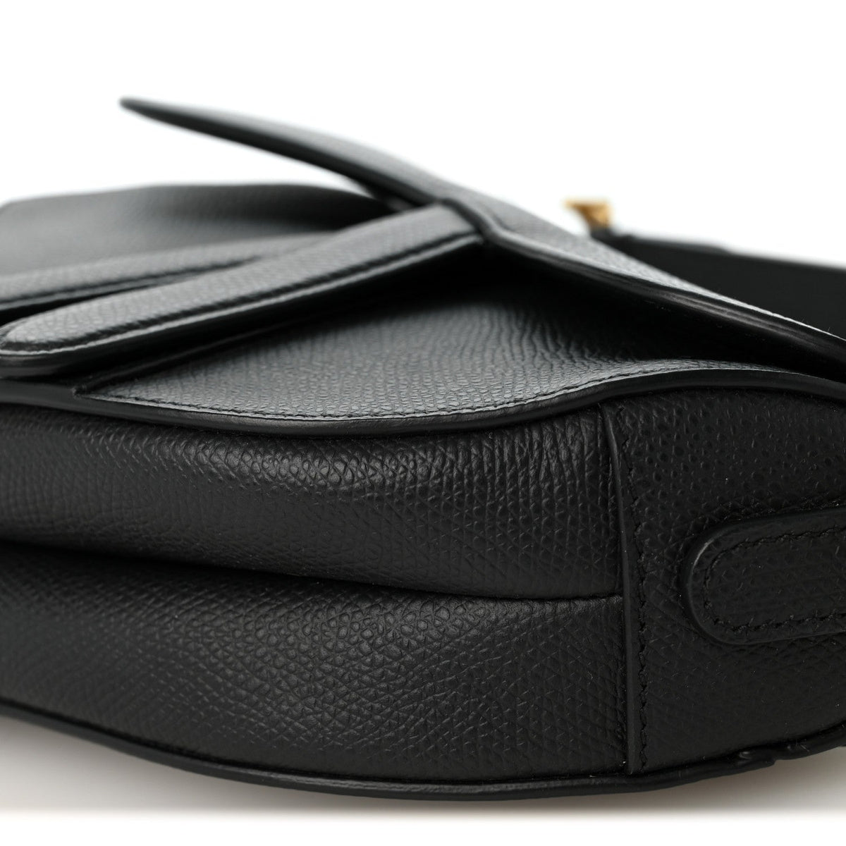 Grained Calfskin Mini Saddle Bag Black