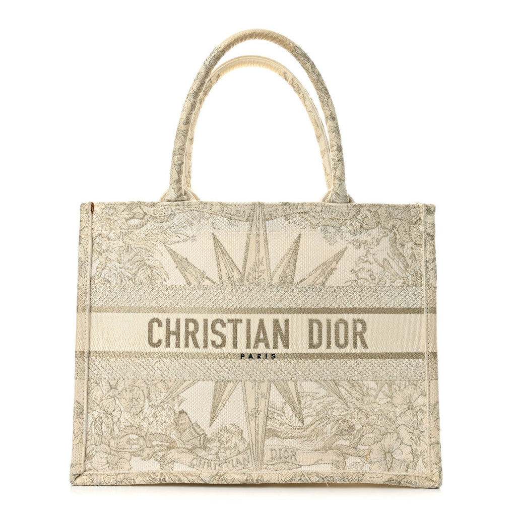 Canvas Embroidered Medium Rêve d'Infini Book Tote Gold