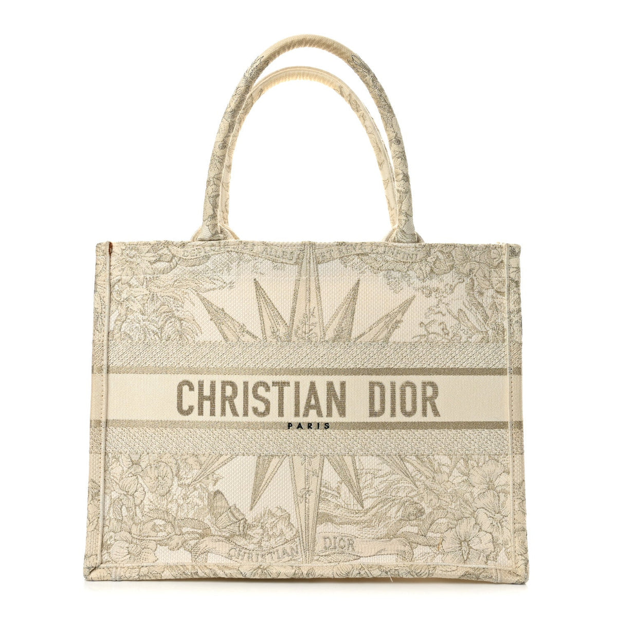 Canvas Embroidered Medium Rêve d'Infini Book Tote Gold