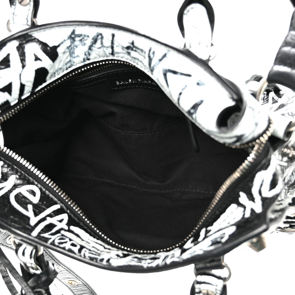 Agneau Arena Graffiti Neo Cagole Handbag XS Black White