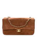 Suede Calfskin Small Souplissimo Maxi Flap Camel