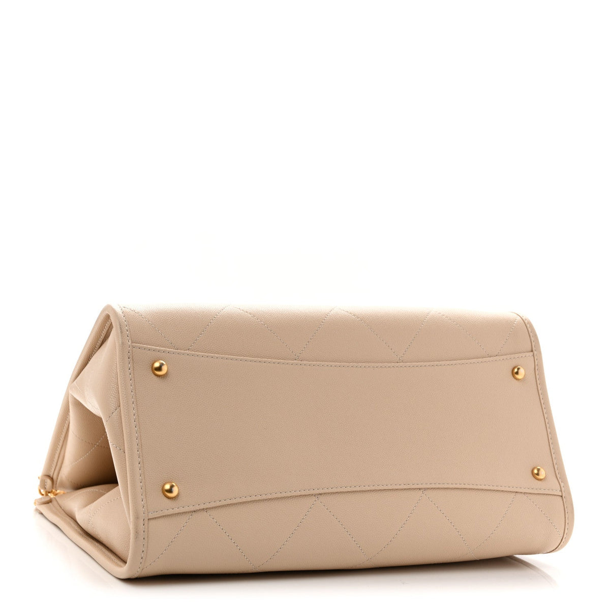 Caviar Stitched Pocket CC Large Tote Beige