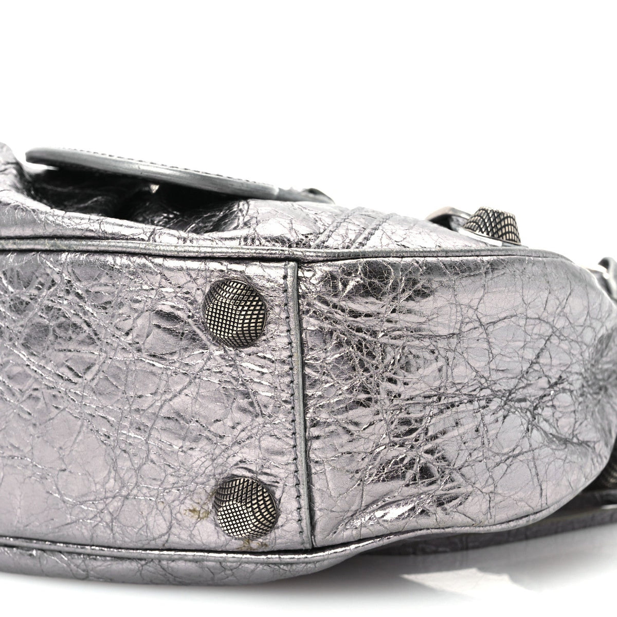 Metallic Agneau Arena Small Le Cagole Shoulder Bag Silver