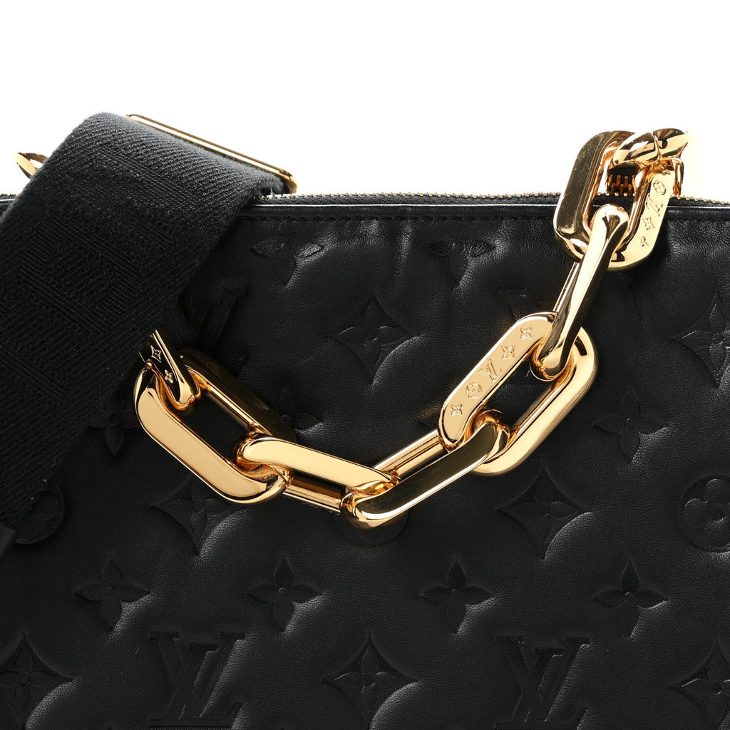 Lambskin Embossed Monogram Coussin MM Black