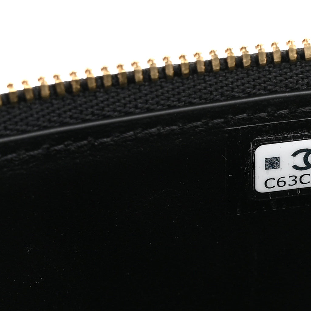 Calfskin Crocodile Embossed Crococo Small Top Handle Vanity Case With Chain Black