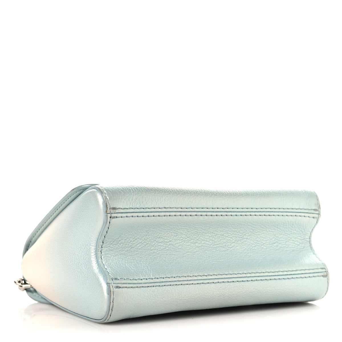 Calfskin Twist Chain Shoulder Bag PM Shaded Blue
