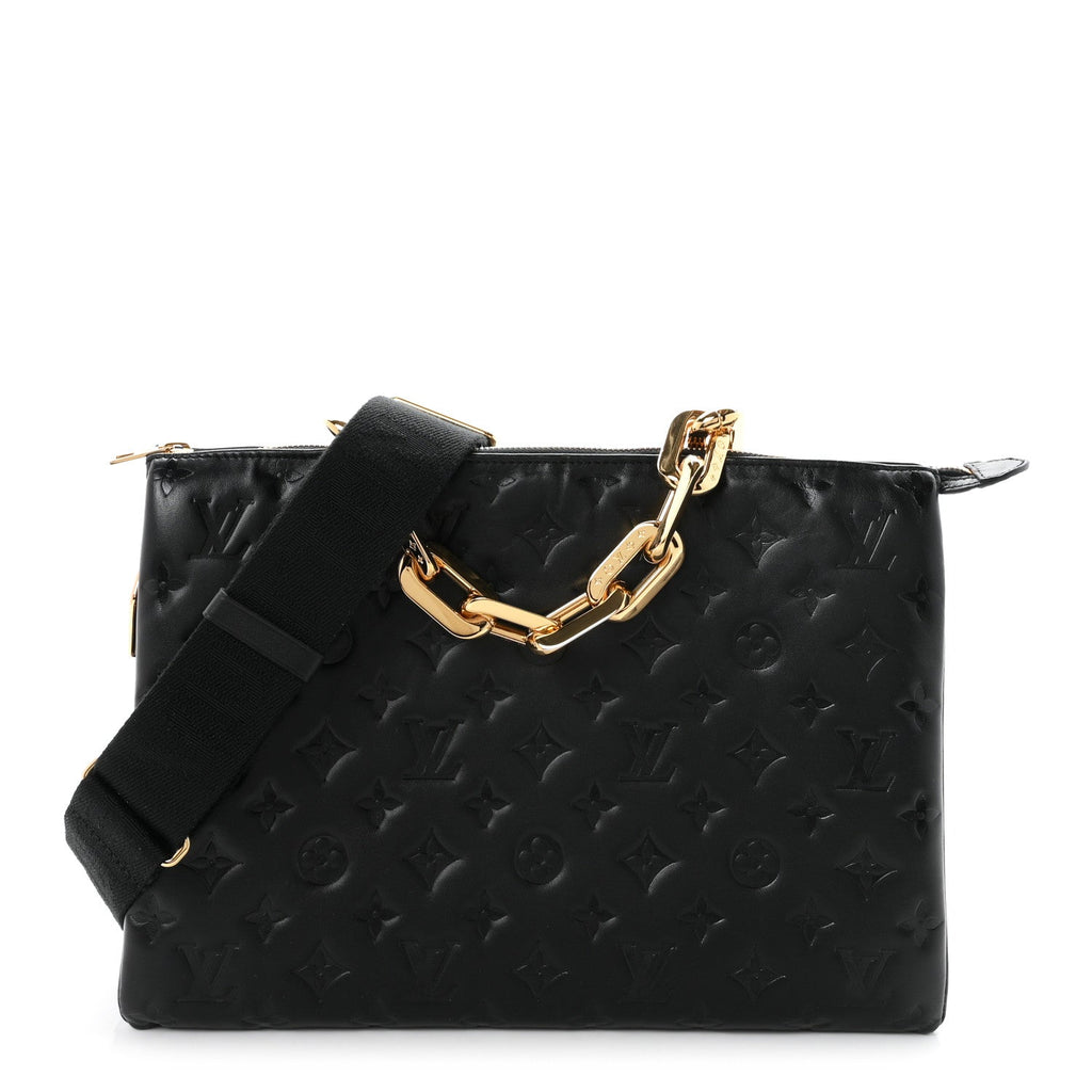 Lambskin Embossed Monogram Coussin MM Black