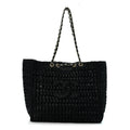 Raffia Coco Beach Shopping Bag Black