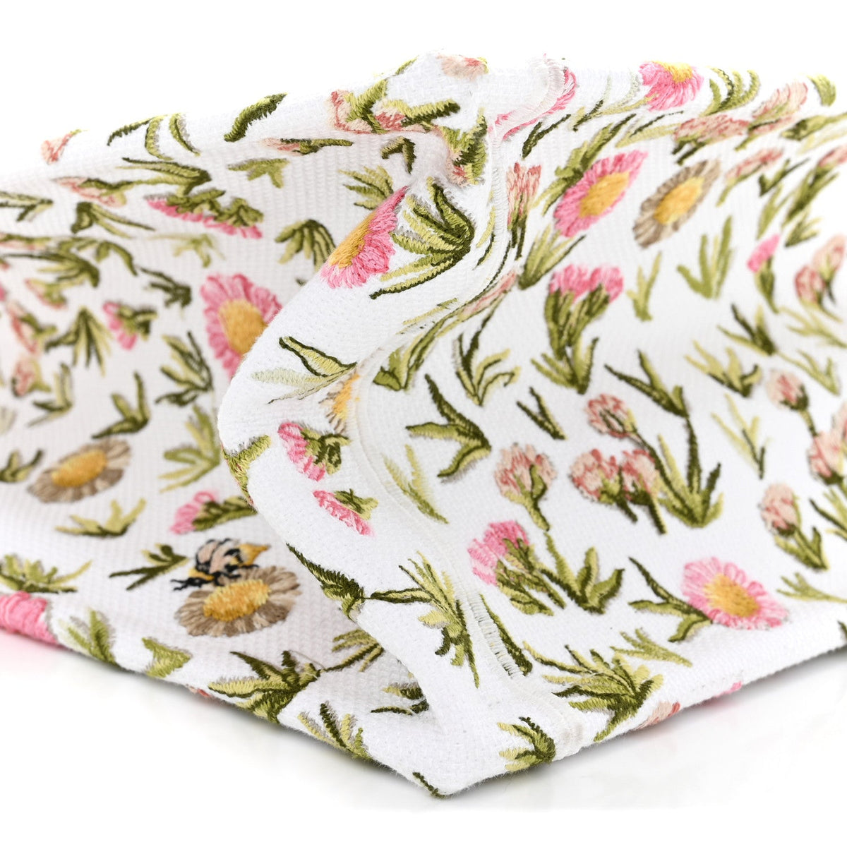 Cotton Toile De Jouy Daisy Garden Embroidered Dior Medaillon Small Book Tote With Strap Pink Multicolor