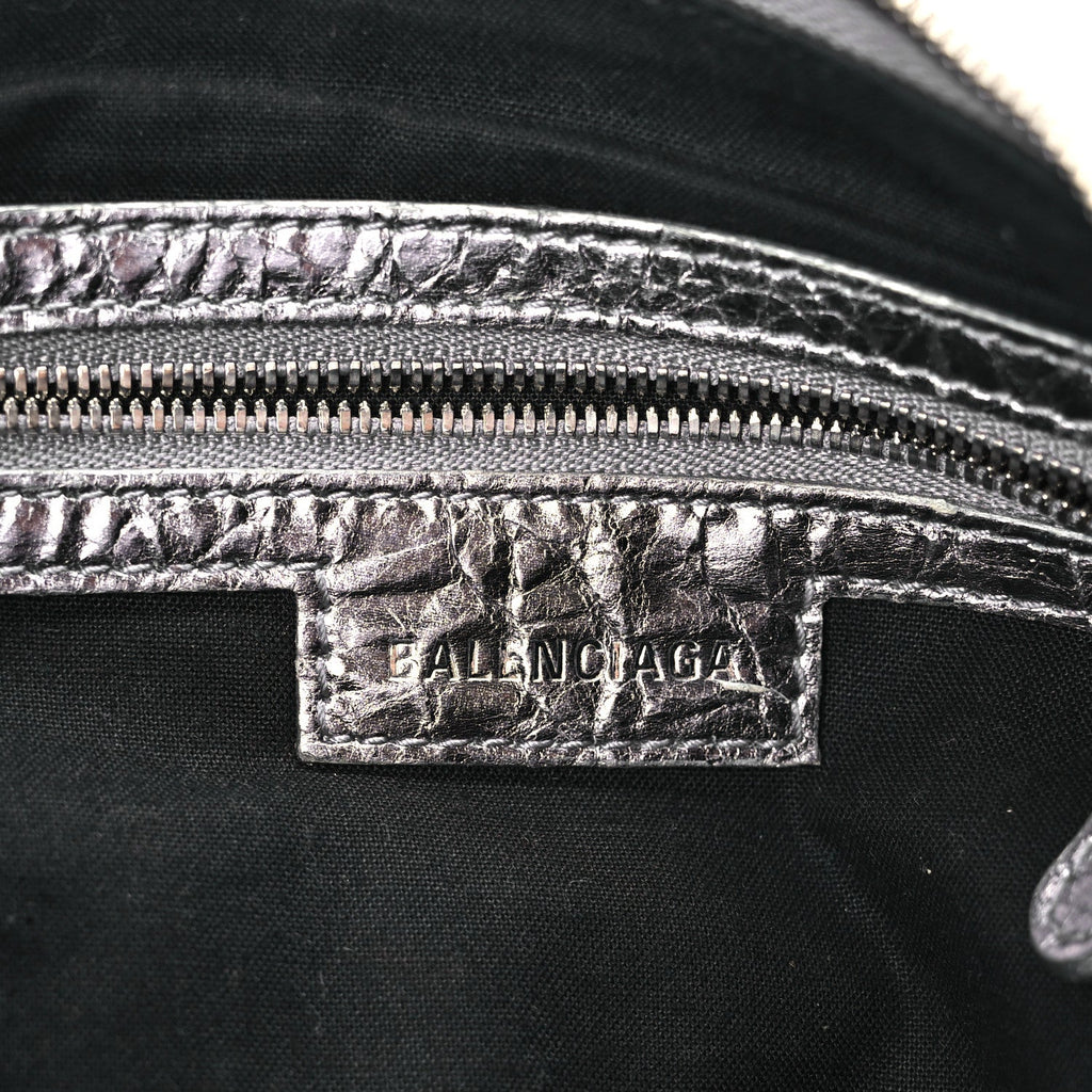 Metallic Agneau Arena Small Le Cagole Shoulder Bag Silver