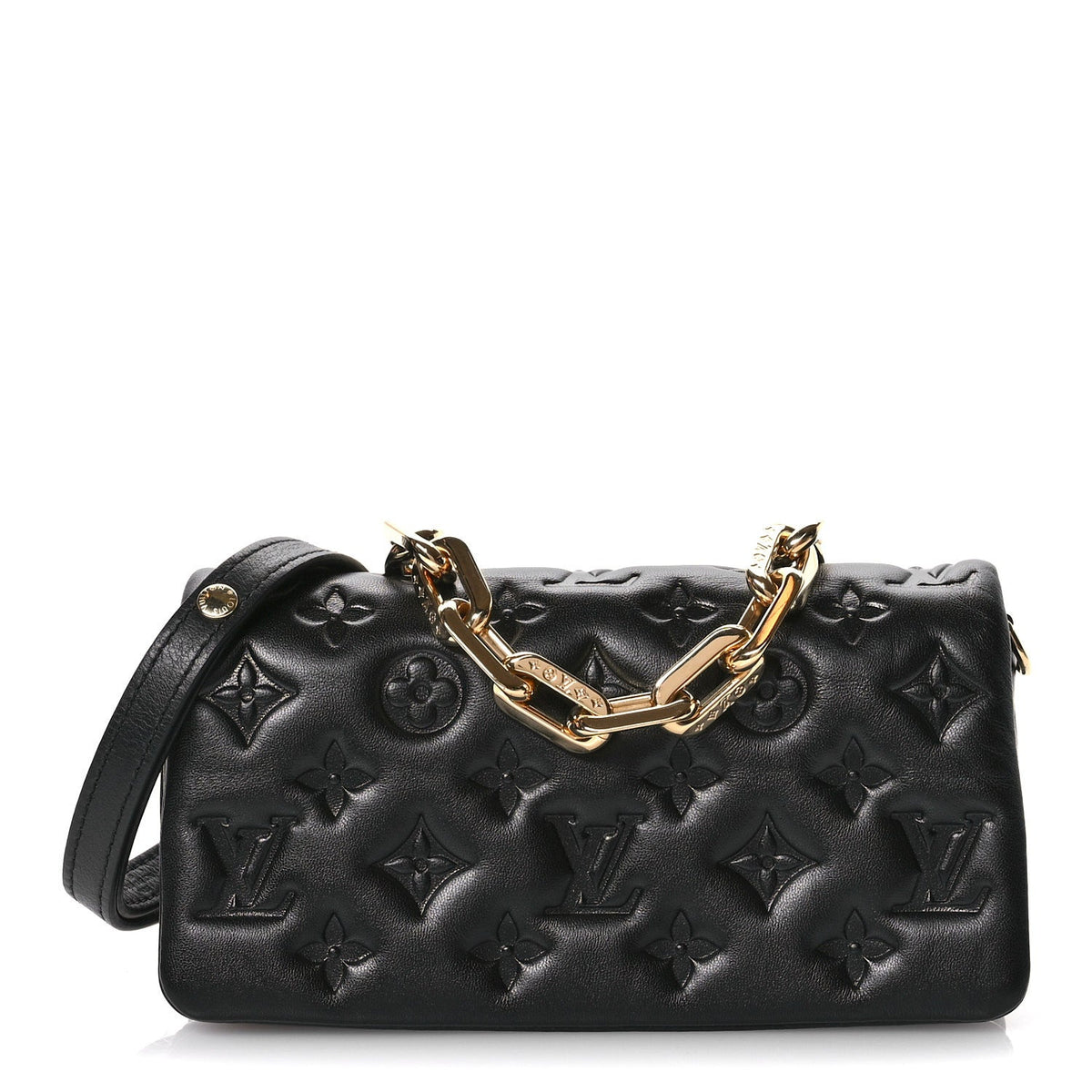 Lambskin Embossed Monogram Pochette Coussin Crossbody Black