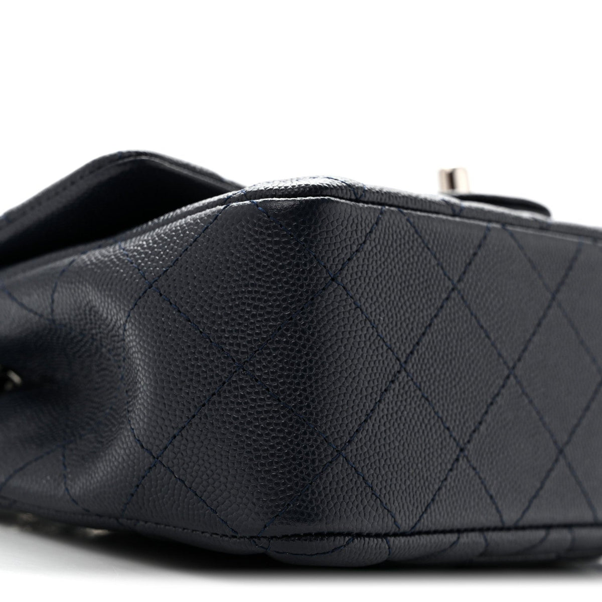 Caviar Quilted Mini Rectangular Flap Navy