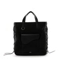 X SACAI Nylon Grained Calfskin Saddle Tote Black