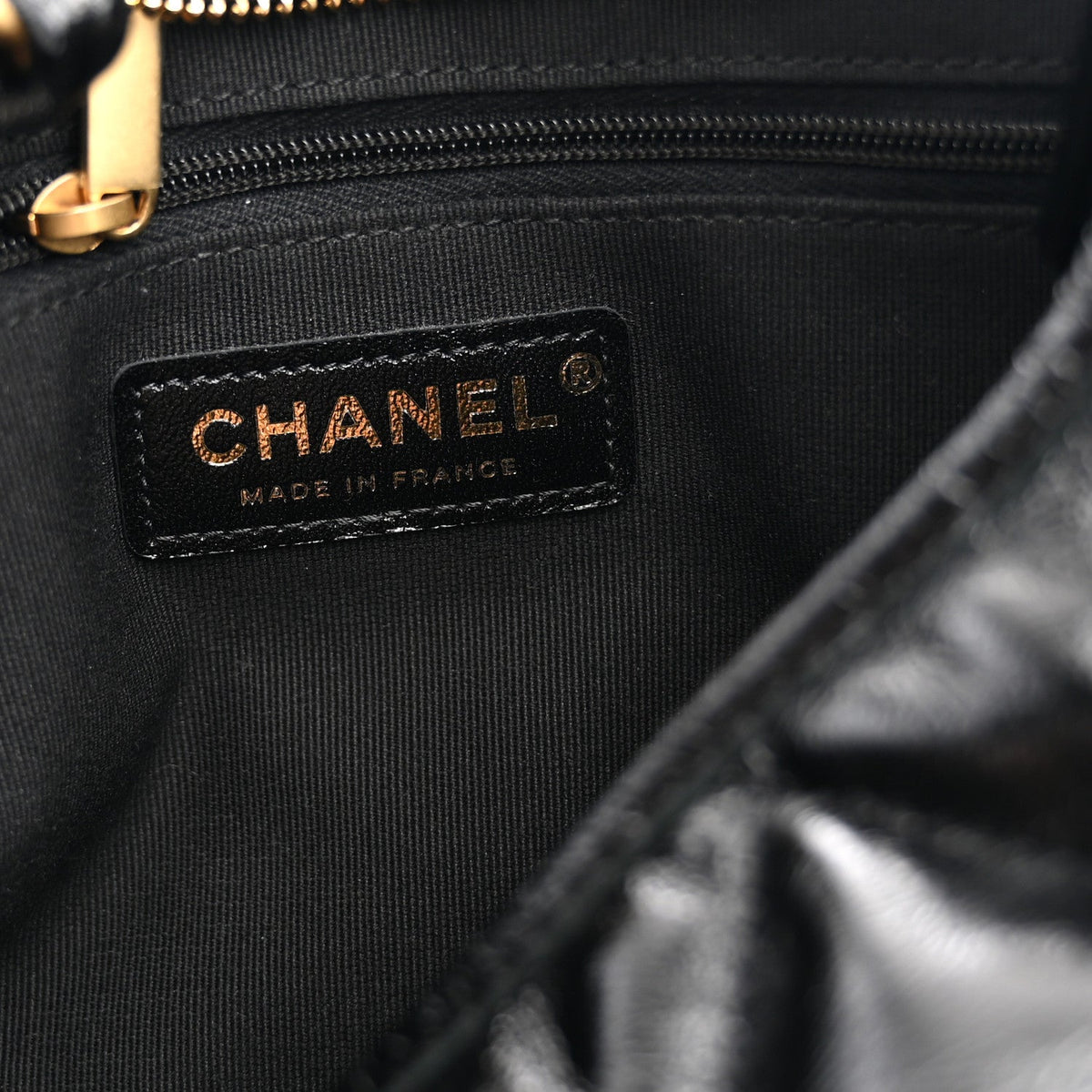 Shiny Crumpled Lambskin Quilted CC Funky Town Hobo Black