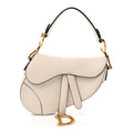 Grained Calfskin Mini Saddle Bag White