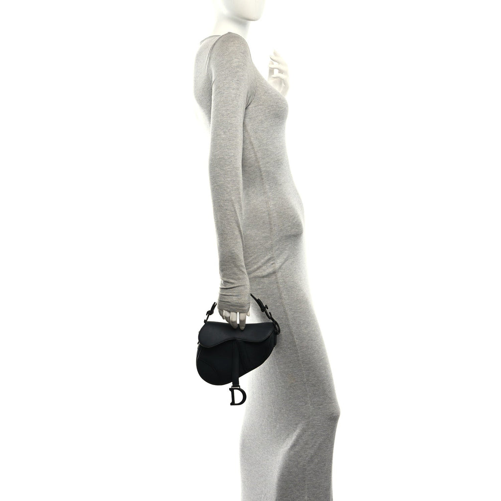 Ultra Matte Calfskin Mini Saddle Bag Black