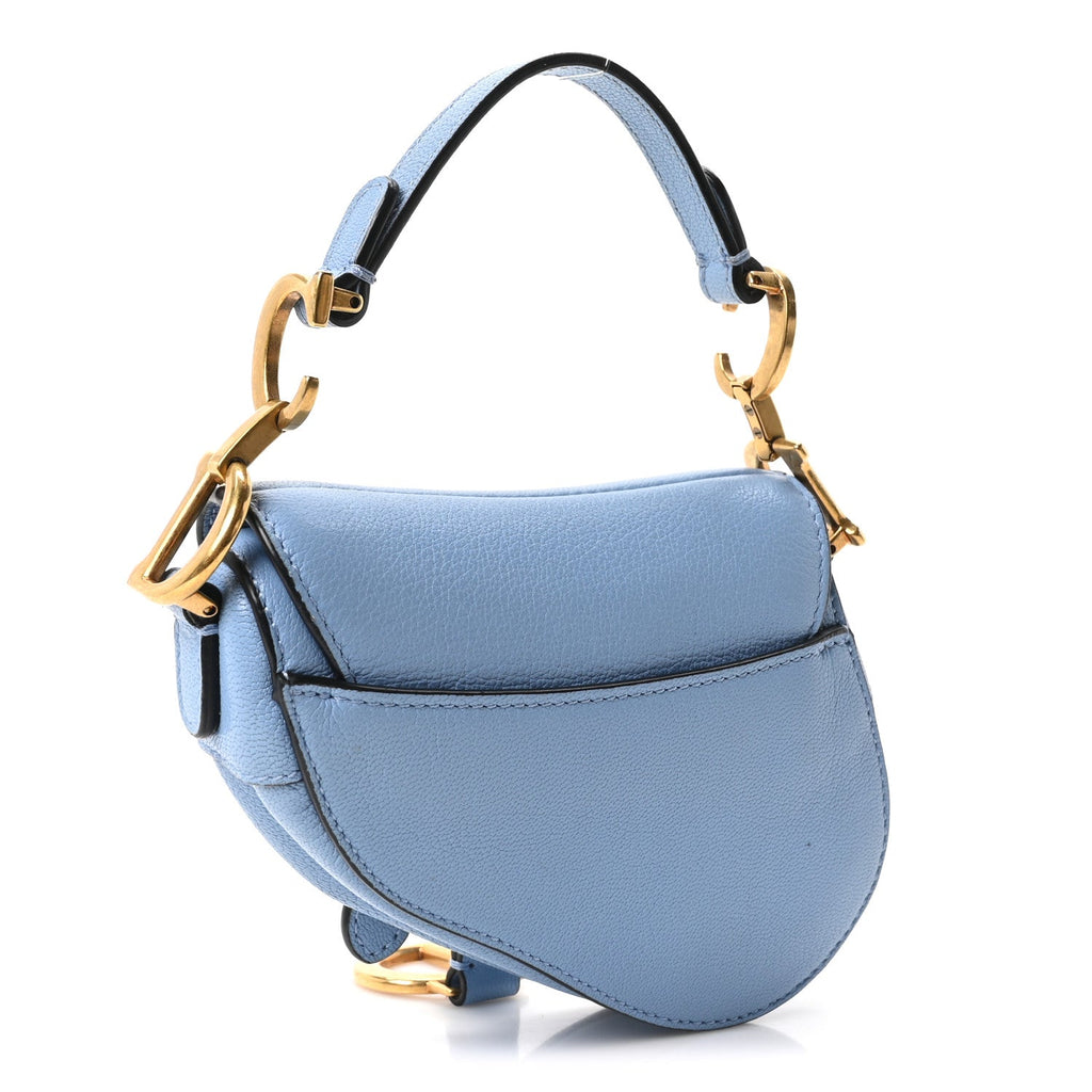 Goatskin Micro Saddle Bag Cloud Blue