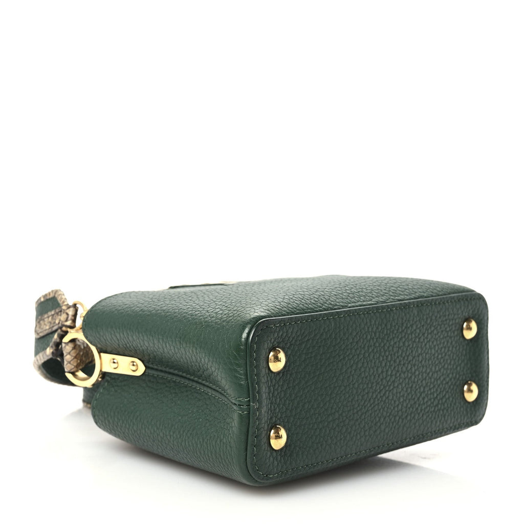 Taurillon Snakeskin Mini Capucines Emeraude Green