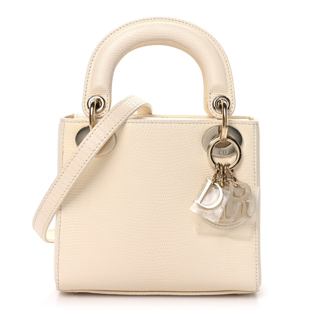 Lizard Mini Lady Dior Latte
