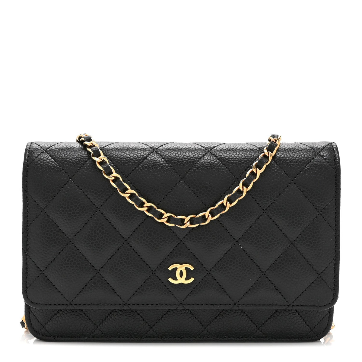 Caviar Quilted Wallet on Chain WOC Black