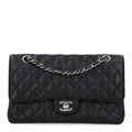 Caviar Quilted Medium Double Flap Black