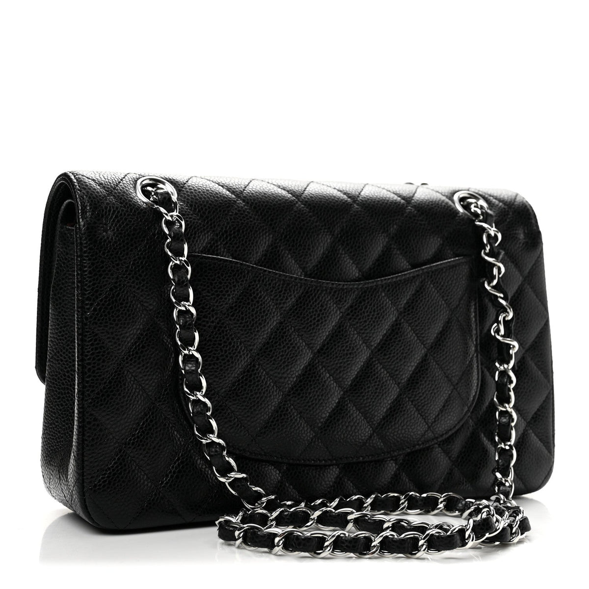 Caviar Quilted Medium Double Flap Black