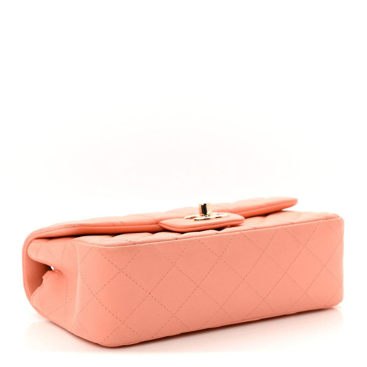 Lambskin Quilted Mini Rectangular Flap Light Pink