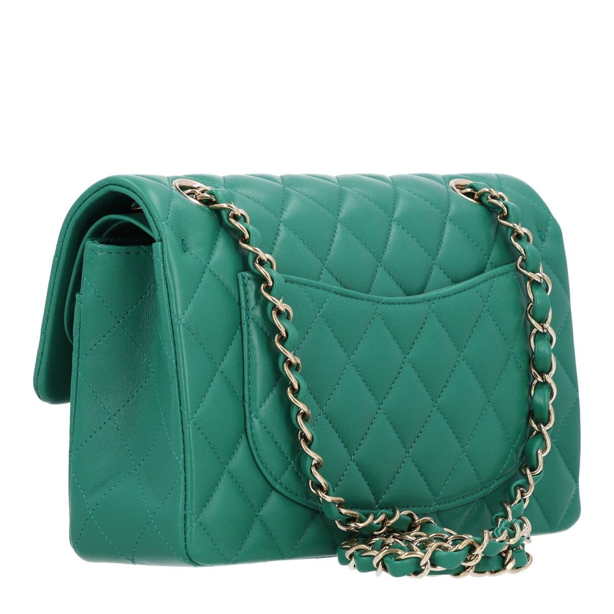 Lambskin Quilted Small Double Flap Green