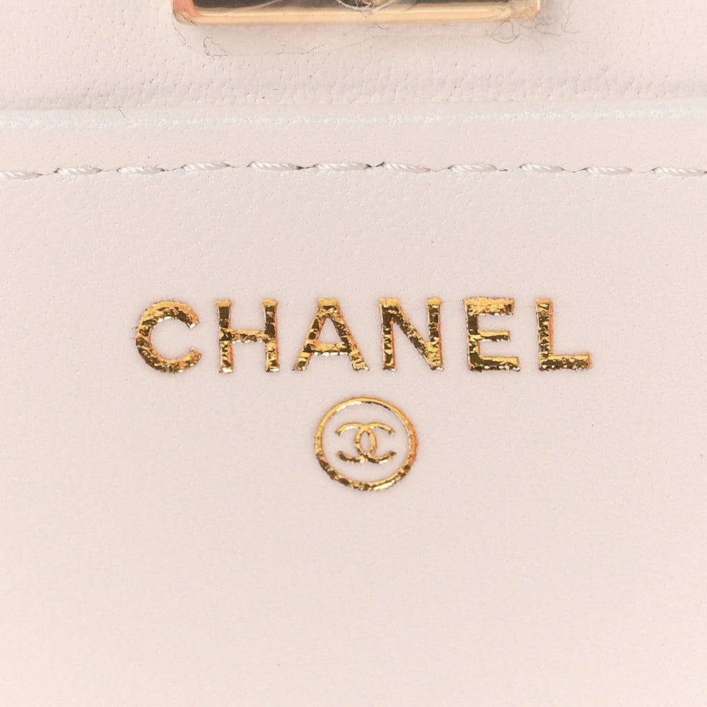 Lambskin Quilted Resin CC Mini Flap Bag White Black