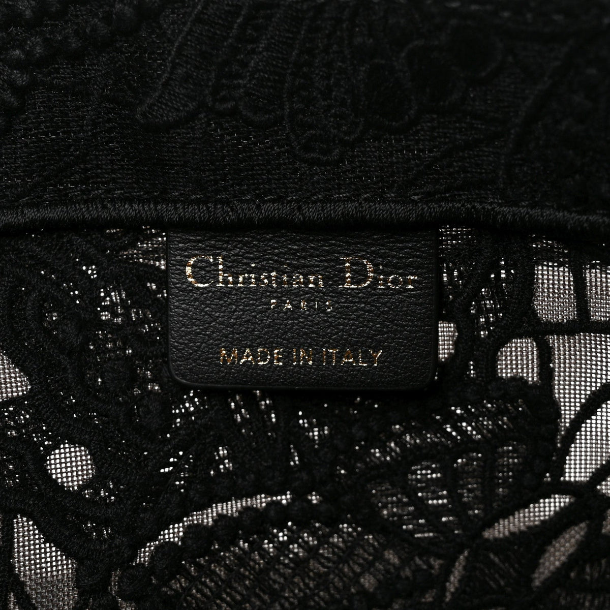 Embroidered 3D Macrame D-Lace Butterfly Large Book Tote Black Multicolor