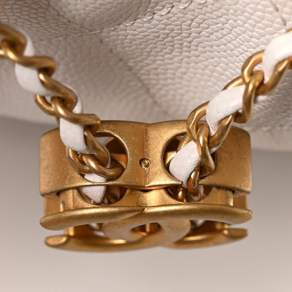 Caviar Quilted Small Chanel 25 Handbag White