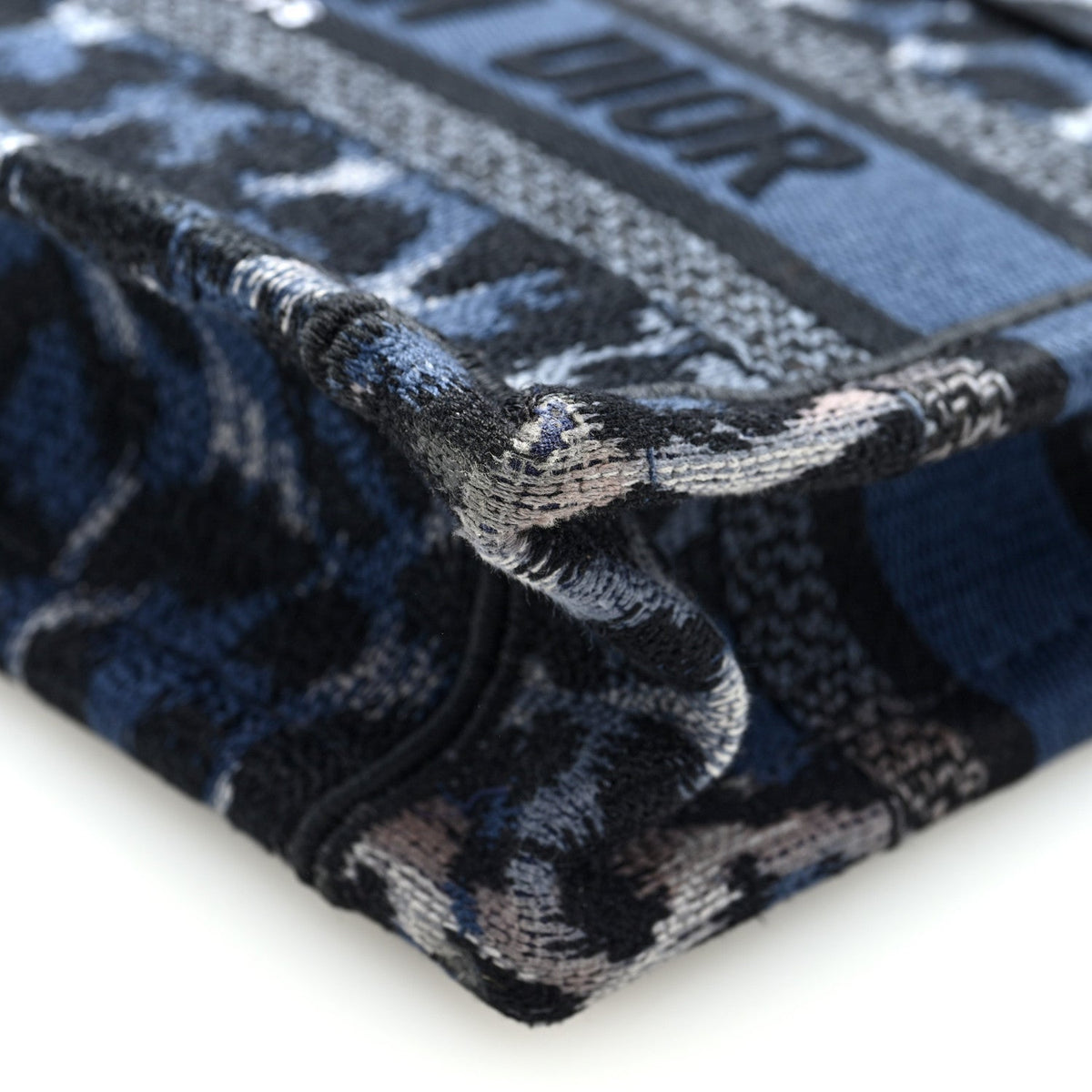 Canvas Mizza Embroidered Mini Leopard Book Tote Blue
