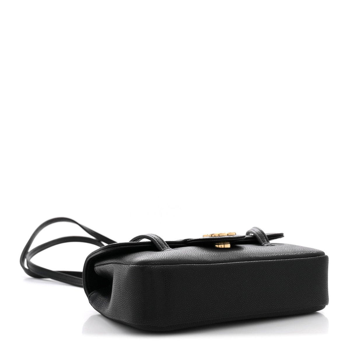 Shiny Caviar Mini Preppy Coco Shoulder Bag Black