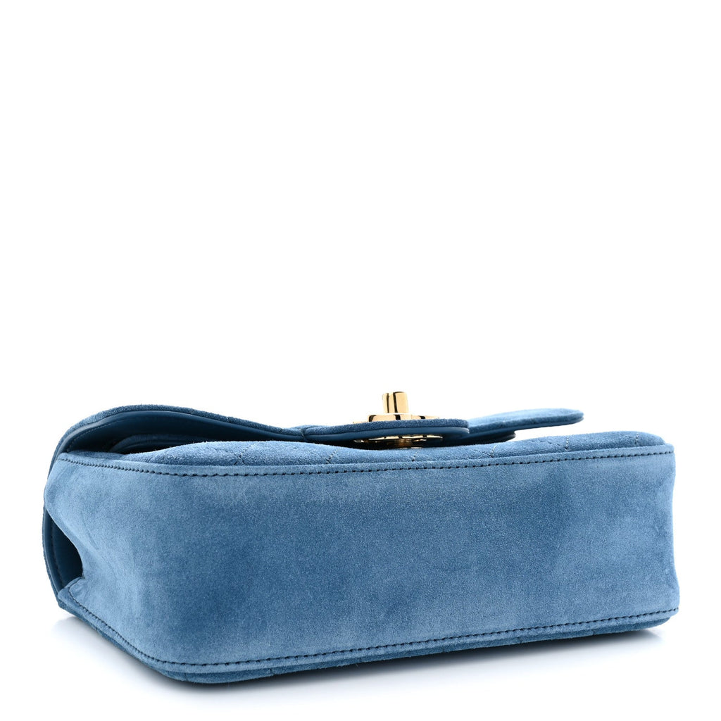 Suede Calfskin Mini Souplissimo Flap Blue
