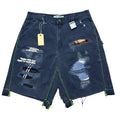 Better With Age Repair Double Wide Denim Shorts Navy Blue