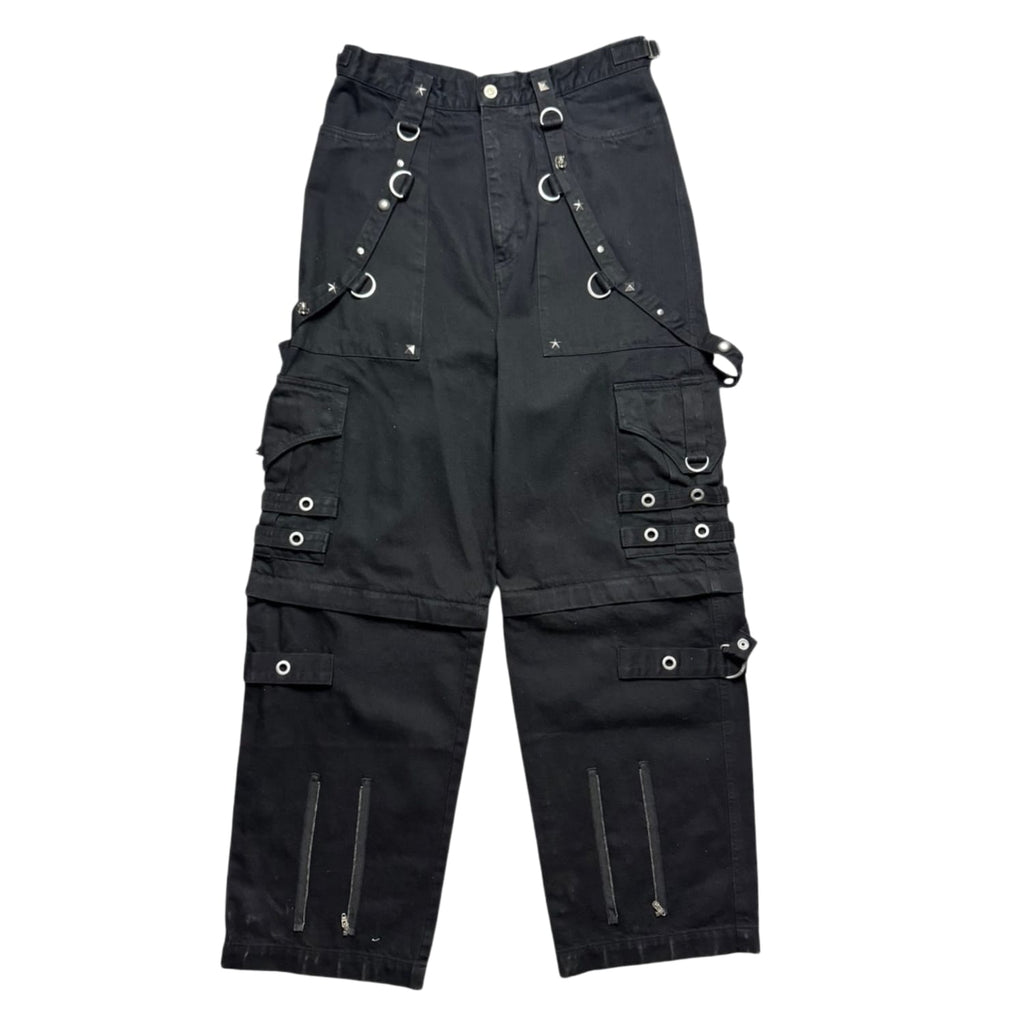 Balenciaga Raver Wide-Leg Convertible Studded Jeans Black