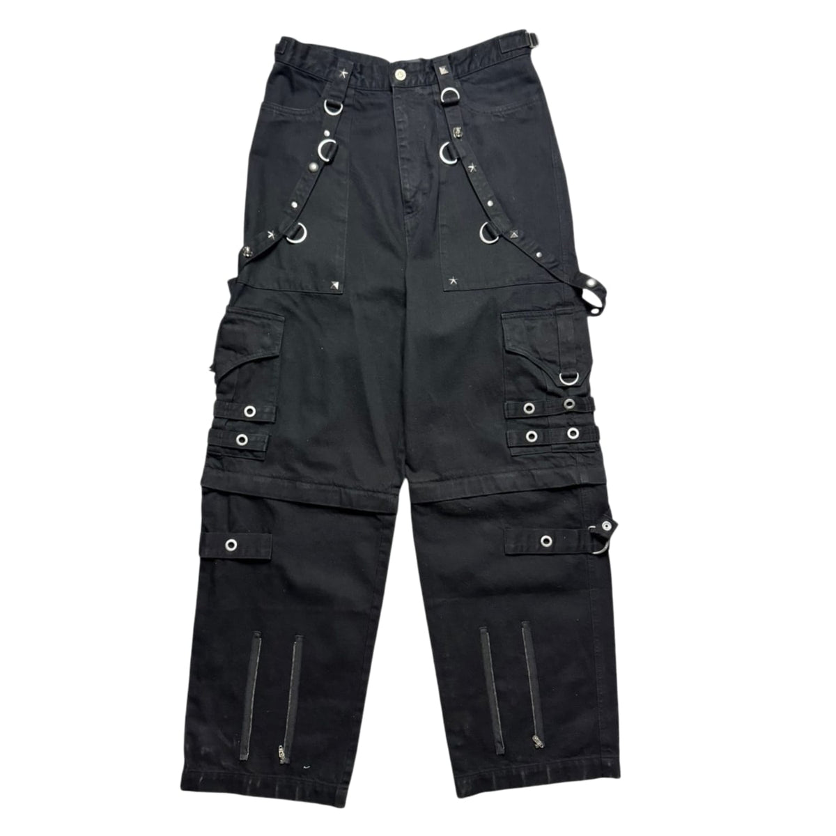 Balenciaga Raver Wide-Leg Convertible Studded Jeans Black