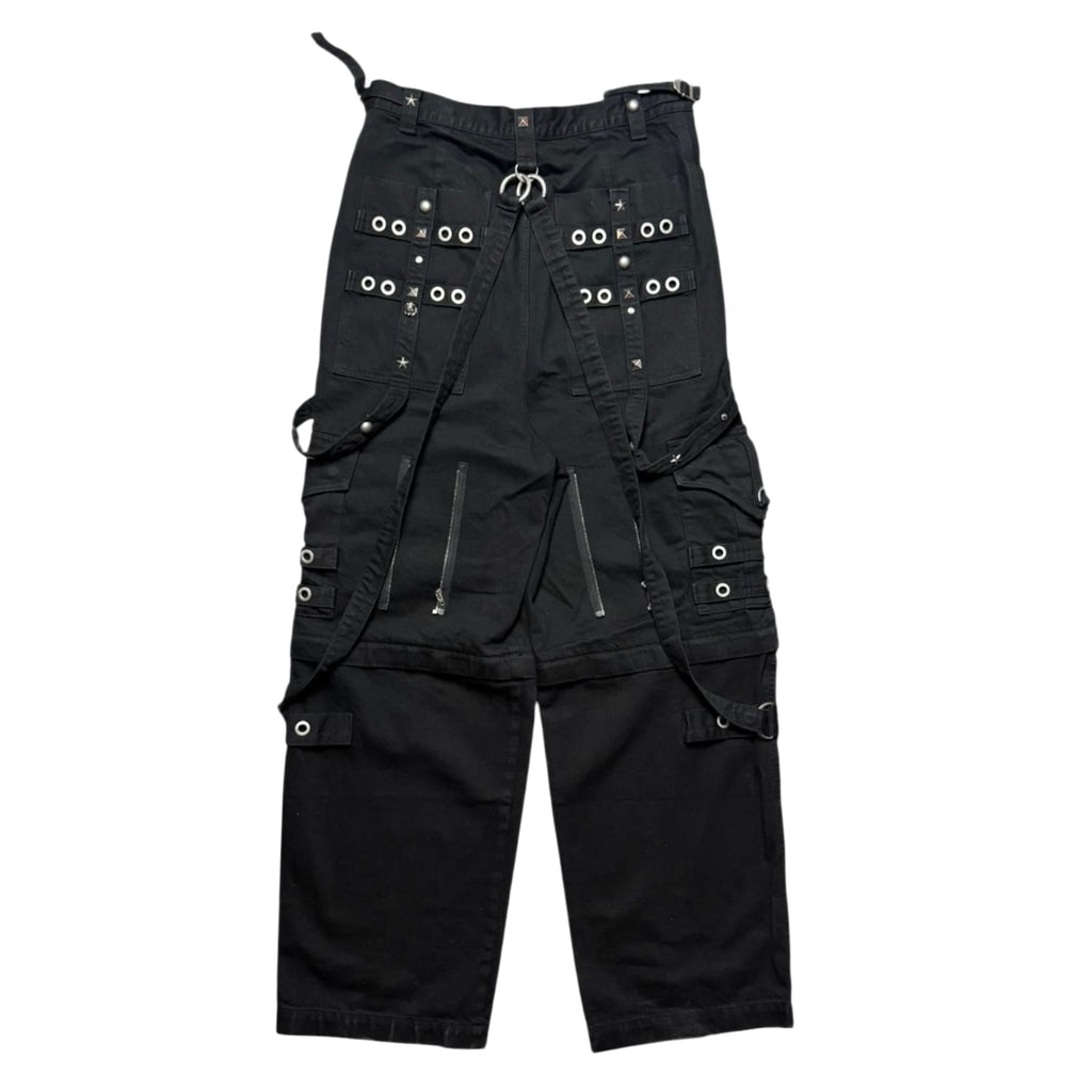 Balenciaga Raver Wide-Leg Convertible Studded Jeans Black