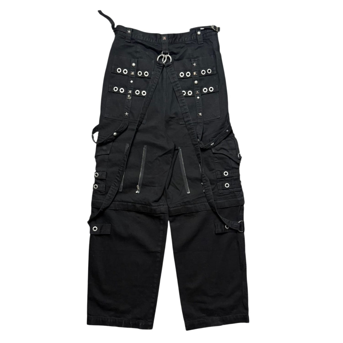 Balenciaga Raver Wide-Leg Convertible Studded Jeans Black