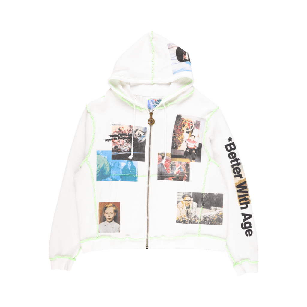 Better With Age Ricky Waffle Zip-Up Hoodie 'White'